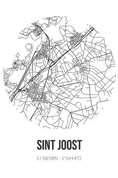 Sint Joost (Limburg) | Karte | Schwarz und weiß von Rezona