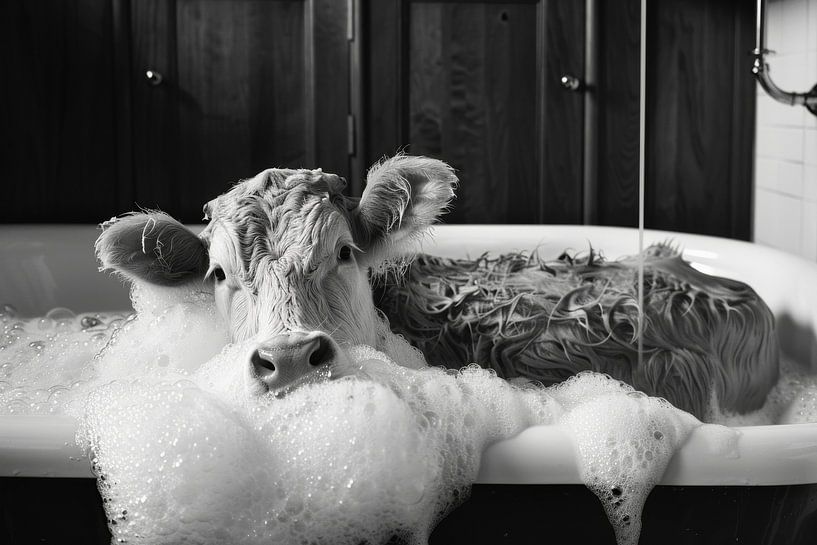 Casual cow in the bath - an original bathroom picture for your WC by Poster Art Shop