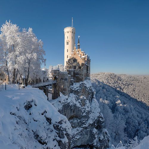 Schloss Lichtenstei auf der Schwäbische Alb im Winter von Markus Lange