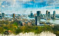 Rotterdam Geschilderde Skyline van Arjen Roos thumbnail