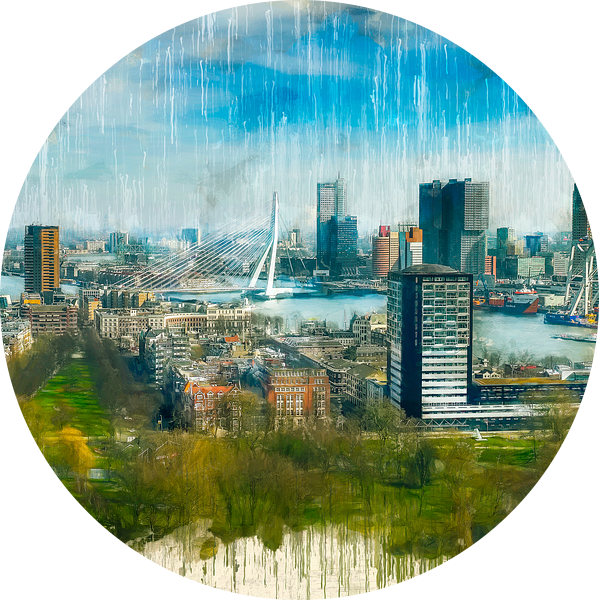 Rotterdam Geschilderde Skyline van Arjen Roos