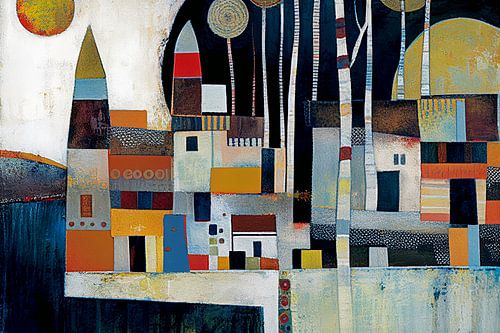 decoratief schilderij van het platteland