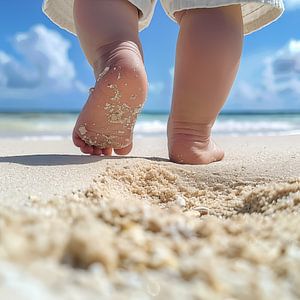 Pieds d'enfants sur la plage