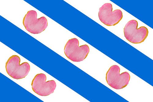 Le drapeau frison. Fryslân. Pays-Bas.