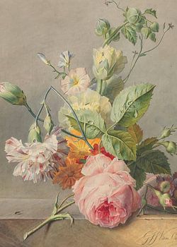 Stilleven met dauwbloemen en mieren