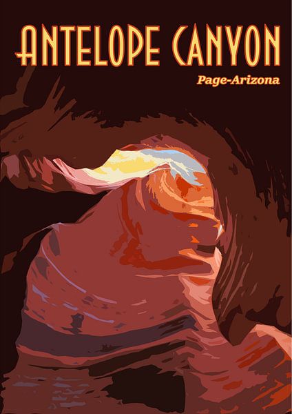 Vieille affiche Antelope Canyon, Page Arizona USA par Discover Dutch Nature