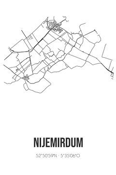 Nijemirdum (Fryslan) | Landkaart | Zwart-wit van Rezona