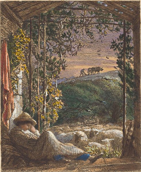 Samuel Palmer- Der schlafende Hirte, früher Morgen von finemasterpiece