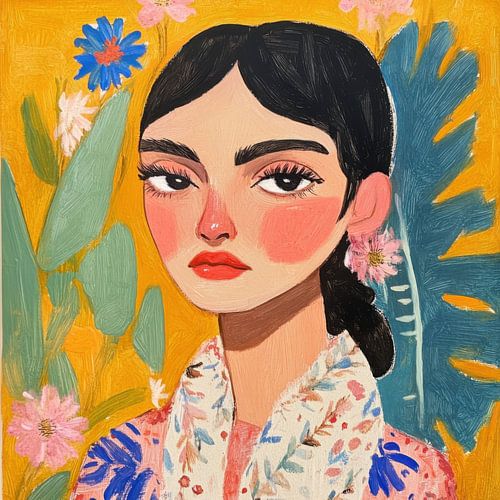 Gouache fashion portret Mexicaanse 2