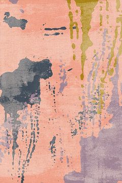 Scandinavische kleurrijke abstracte kunst in koraal, oker, lila van Abstract Minimalist Art