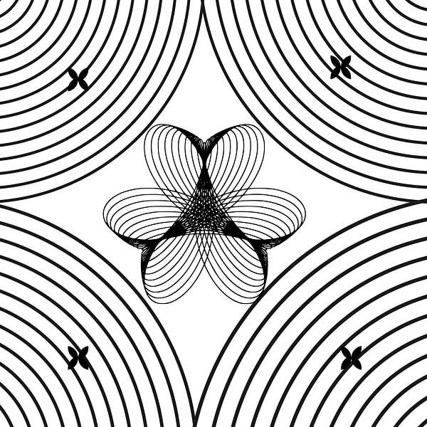 Geometrische abstrakte Linie Kunst Modern Schwarz und Weiß Minimalistische Wanddekoration von Geovia