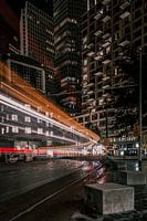 Light trail tram Wijnhaven The Hague