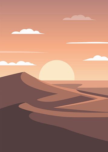 Minimalistische, natuurlijke vectorillustraties van woestijnduinen