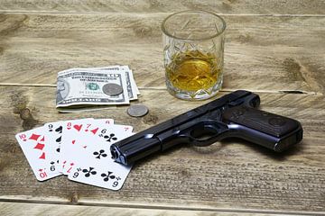 High Stakes: Pokeravond met Whisky en Colt 1903 van Retrotimes