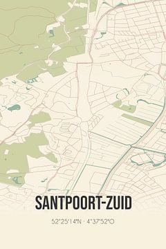 Vintage landkaart van Santpoort-Zuid (Noord-Holland) van Rezona