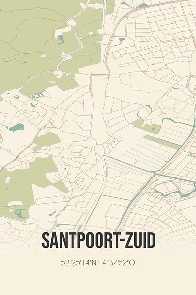 Alte Karte von Santpoort-Zuid (Nordholland) von Ortsdrucke
