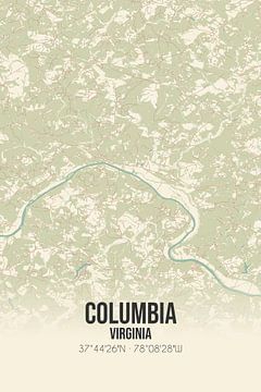 Carte ancienne de Columbia (Virginie), États-Unis. sur Rezona