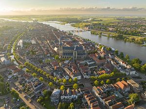 Kampen Frühlingsabend Luftbildpanorama