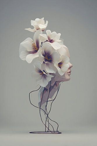 surrealistisch portret vrouw met bloemen