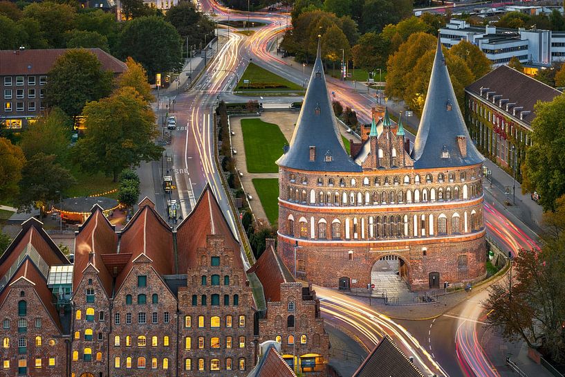 Holstentor in Lubeck, Duitsland van Michael Abid