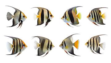 Set with Pterophyllum angelfish on a white background by Animaflora PicsStock