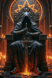 Dark Fantasy Décoration Murale: KYRAVON – Le Roi des Assassins sur son Trône