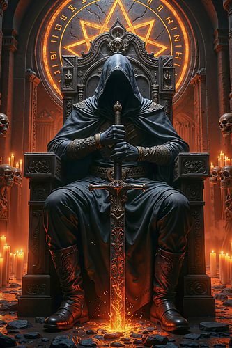 Dark Fantasy Gothic Wall Art: KYRAVON – The King of the Assassins on His Throne