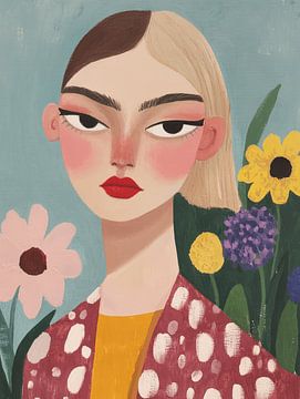 Modern en abstract portret, illustratie van Carla Van Iersel