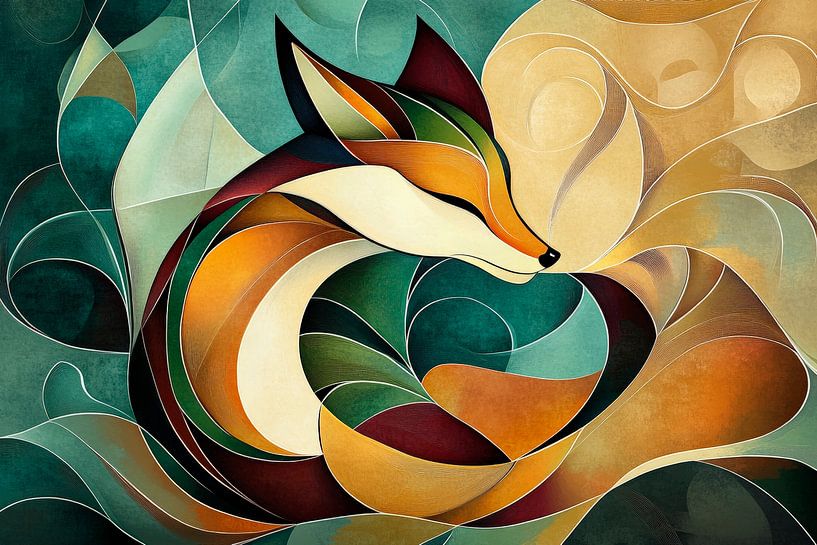 Play of colours of a stylised fox by Poster Art Shop