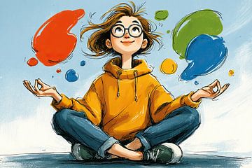 Meisje Meditatie | Colorful Calm van OMG Art