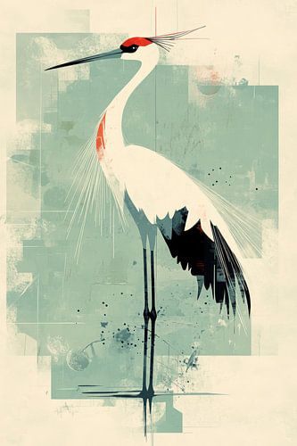 Kraanvogel in Abstract Evenwicht