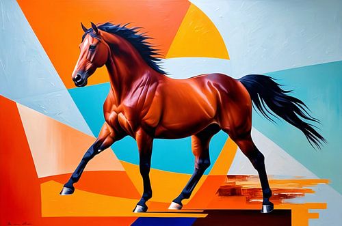 Modern schilderij van een paard