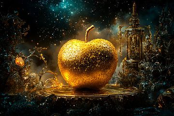 Gouden appel in sterrenhemel van Imperial Art House