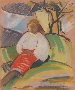 Jeune fille à la jupe rouge (1931) de Zoltán Palugyay sur Peter Balan