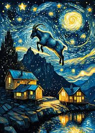 Goat Jumping — Starry Night Theme
