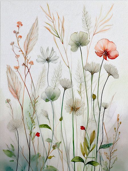 Natuurlijk bloemen en grassen schilderij van Studio Pieternel