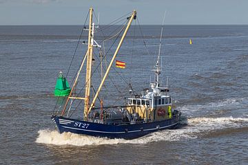 Pêcheur sur la mer des Wadden sur Klaas Doting