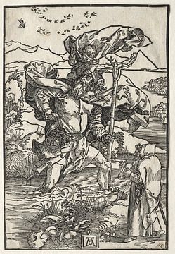 De heilige Christoffel in de wildernis met een zwerm vogels, Albrecht Dürer van De Canon