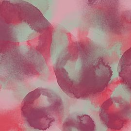 Neon art. Watercolor brush strokes in wine red, pink and grey by Dina Dankers