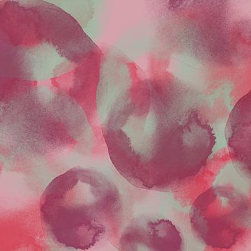 Neon art. Watercolor brush strokes in wine red, pink and grey by Dina Dankers