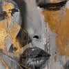 Portrait abstrait d'une femme en gris et or variante 1 sur Steinfox Art