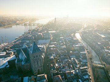 Kampen city view at the river IJssel during a cold winter sunris by Sjoerd van der Wal Photography