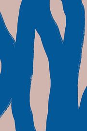 Modern abstract minimalist shapes and lines in royal blue and beige by Dina Dankers