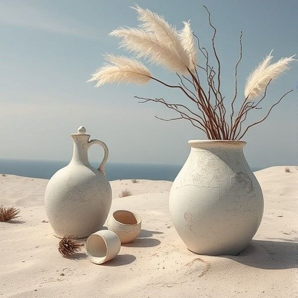 Ibiza stijl witte kruiken. van J.a Dijkstra