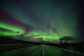Northern lights over an icy road by Bart Hoitink