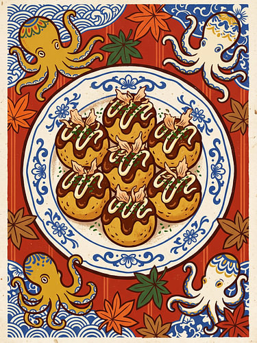 Herfstige takoyaki-traktatie