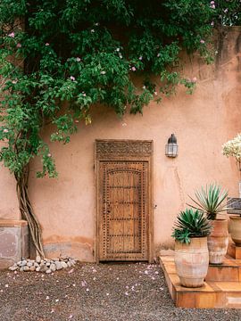 Houten deur in Ourika Marokko van Raisa Zwart