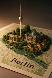 Diorama de la carte de Berlin en 3D - Points de repère miniatures de la capitale de l'Allemagne