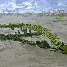Vue d'une épave sur la côte normande, en France sur Atelier Rinke Baaima