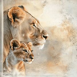 Löwin mit Jungtier von LidyStuit